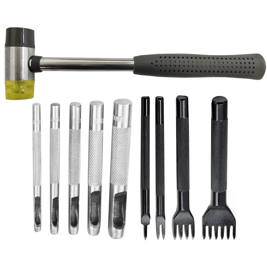 04 Cinzel Garfo 05 Vazador Furador + Martelo Marcador Couro