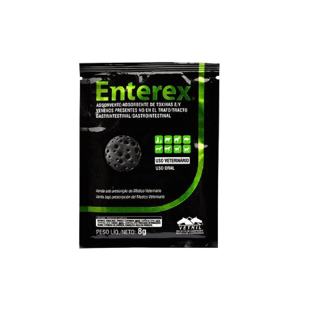 Antitóxico ENTEREX 8g Vetnil Cães e Gatos Carvão ativado