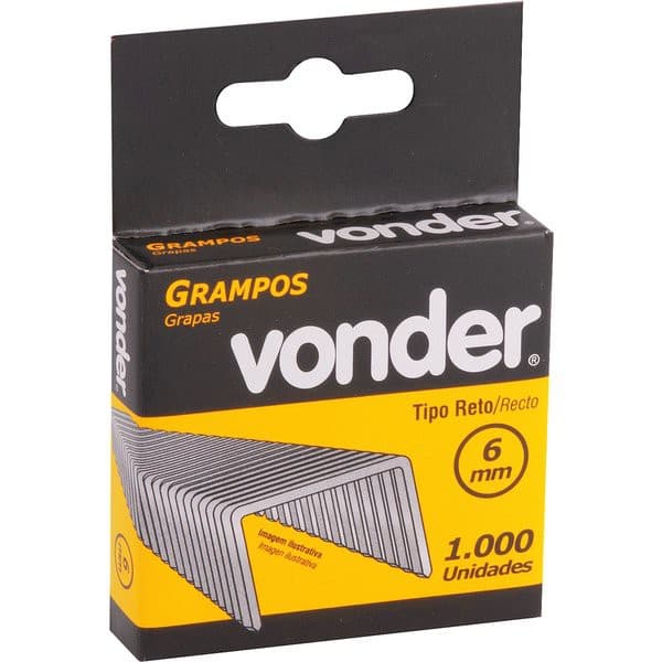 Grampo reto de 6mm espessura 1,2 mm cx 1.000 para grampeador VONDER PLUS