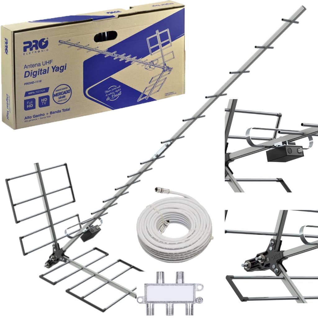 Antena Tv Para Zona Rural Máximo Alcance HDTV UHF Chacara Fazenda Sitio + 15m Cabo + Brinde