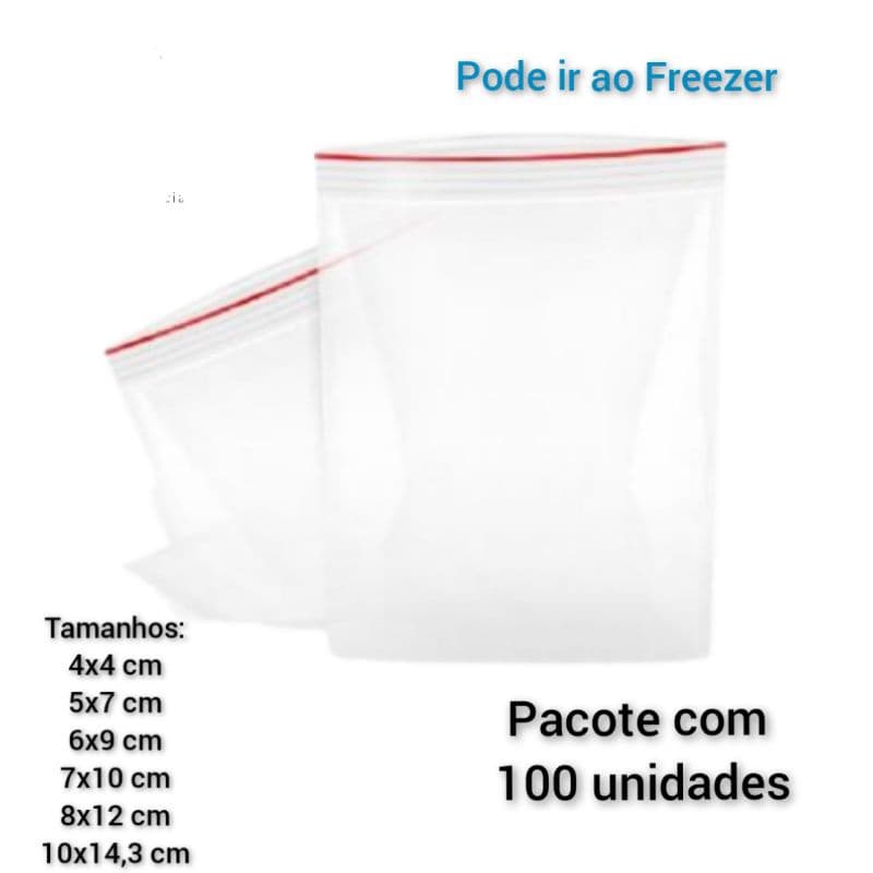 100 Unidades Saco Plástico zip Abre e fecha Hermético Pct