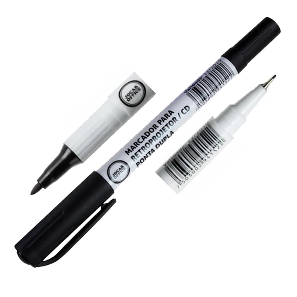 Caneta Marcador Permanente Preto Ponta Dupla