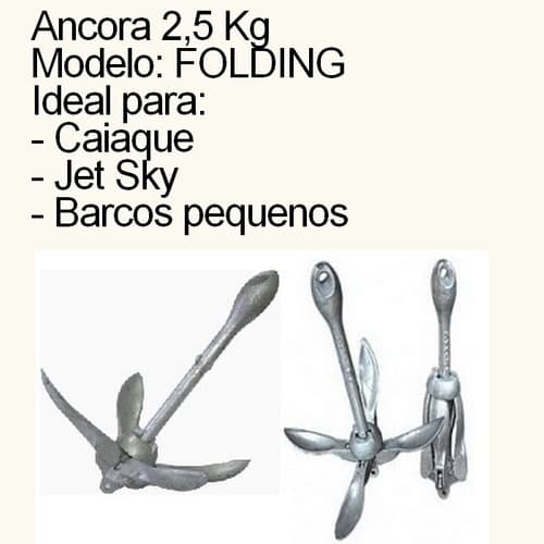 Ancora Folding Galvanizada Fogo 2,5kg Jet Ski Caiaque Barco