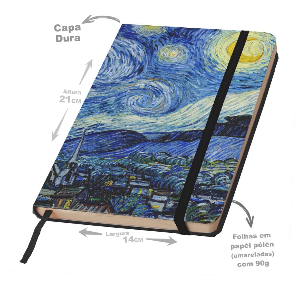 Caderno SKETCHBOOK Obras de van Gogh  para desenhar 21x14cm personalizado