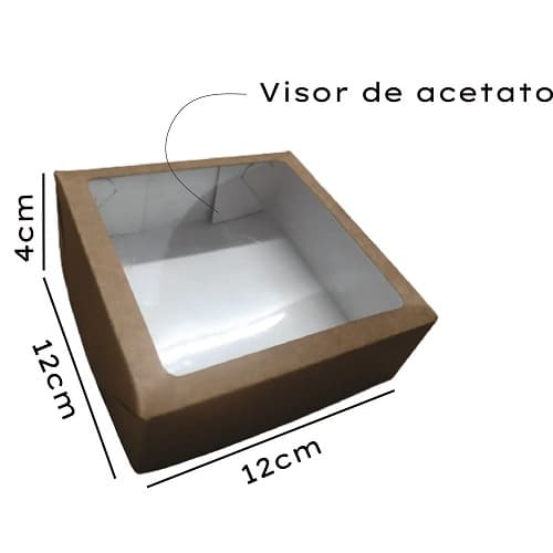 Caixa com visor 12x12x4 doces presente 20/30/50 unid.
