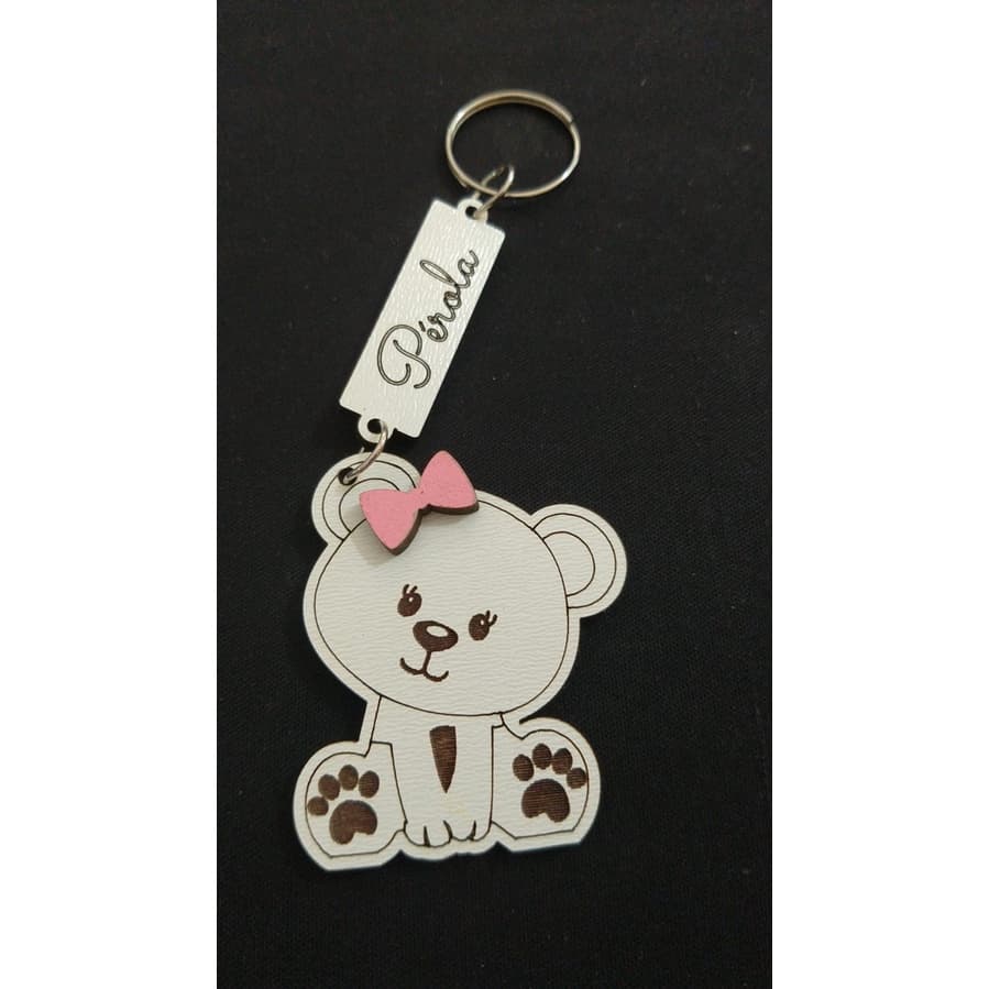 Lembrancinha Chaveiros Ursinha Charmosa MDF branco Menina/Menino