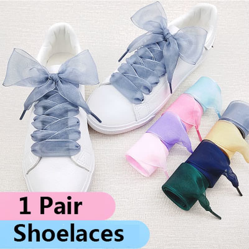 2.5 cm De Largura Doce Fita Sapato Laços/ Moda Doce Cor De Seda Sapatos De Desporto Bowknot Sapatos De Renda