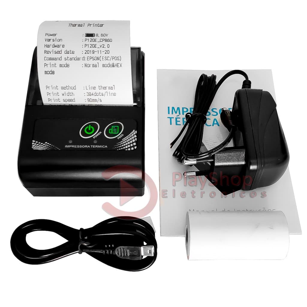 Mini Portátil Impressora Térmica Bluetooth IOS Android Cupom Não Fiscal 58mm Sem Fio USB
