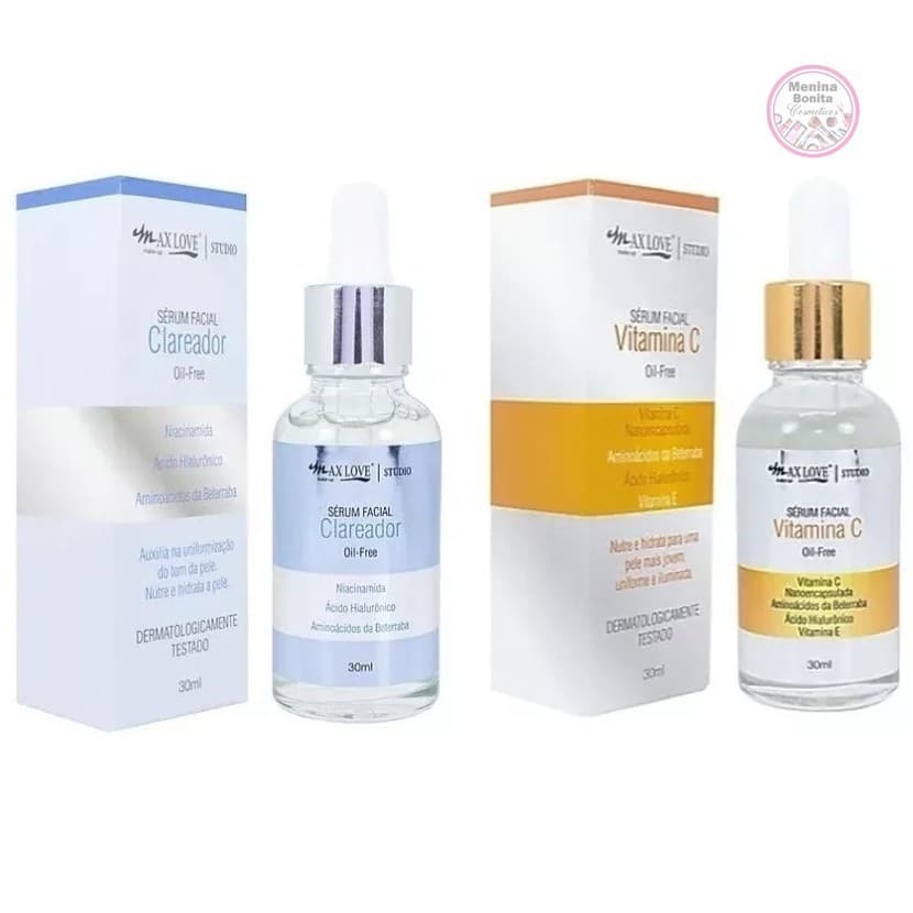 Kit C/2 Sérum Facial Vitamina C + Sérum Clareador Oil-free Max Love