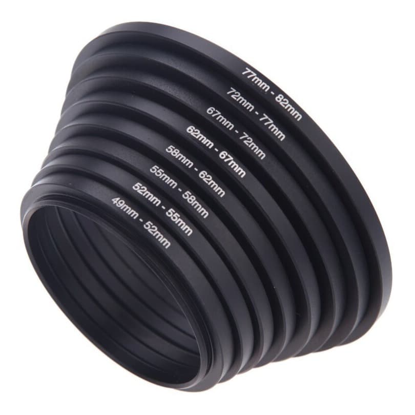 Kit 8 Anel Adaptador Step Up Filtro Lente 49mm 82mm