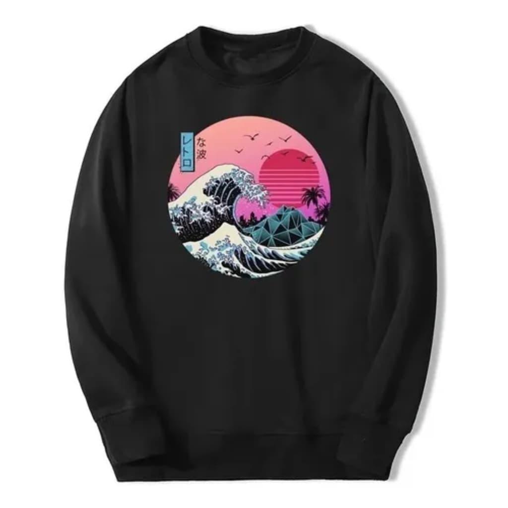 Blusa Gola Careca Vaporwave Ondas Mar Casaco Promoção...