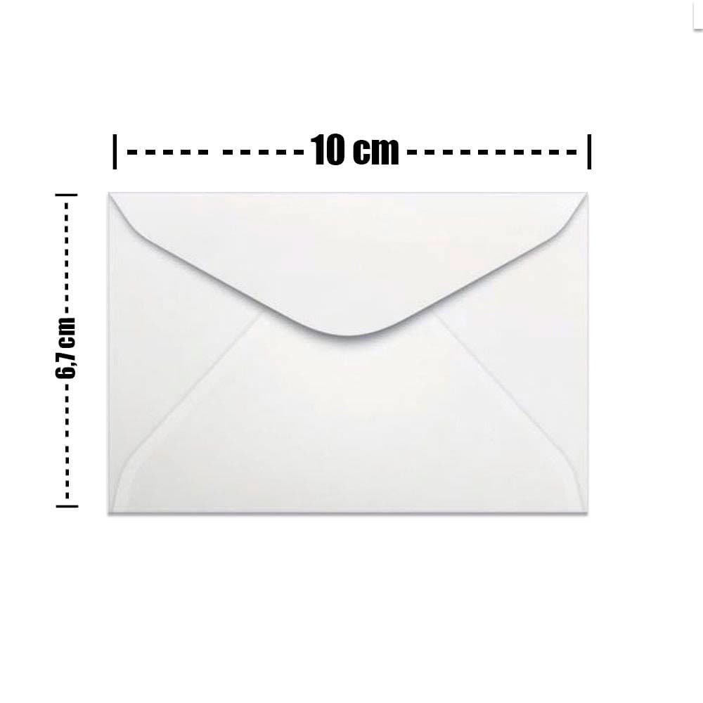 Mini Envelope Pequeno Branco 10x6,7Cm 100 Unidades para Convite, Cartão de Visita e outros