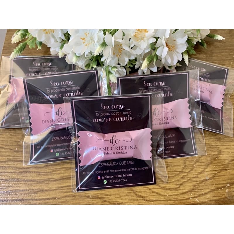 40 Cartão de agradecimento com bala Personalizada