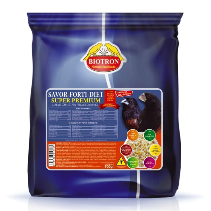Savor Forti Diet 900g Ração Farinhada Para Aves Biotron