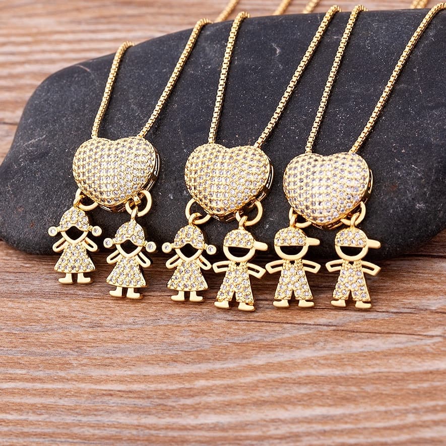 9 Estilos Escolha O Amor Crianças Coração Da Menina Família Menino Colar De Pingente Firme Cadeia De Jóias Para Presente Do Mãe Caçoa