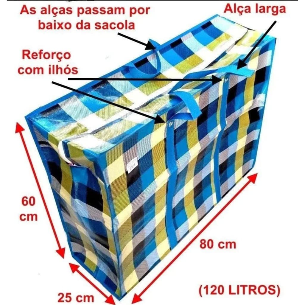 Sacolão/ Bolsa/ Plástico Para Mudança/Viagem GG Mudança 80x65x22 120L