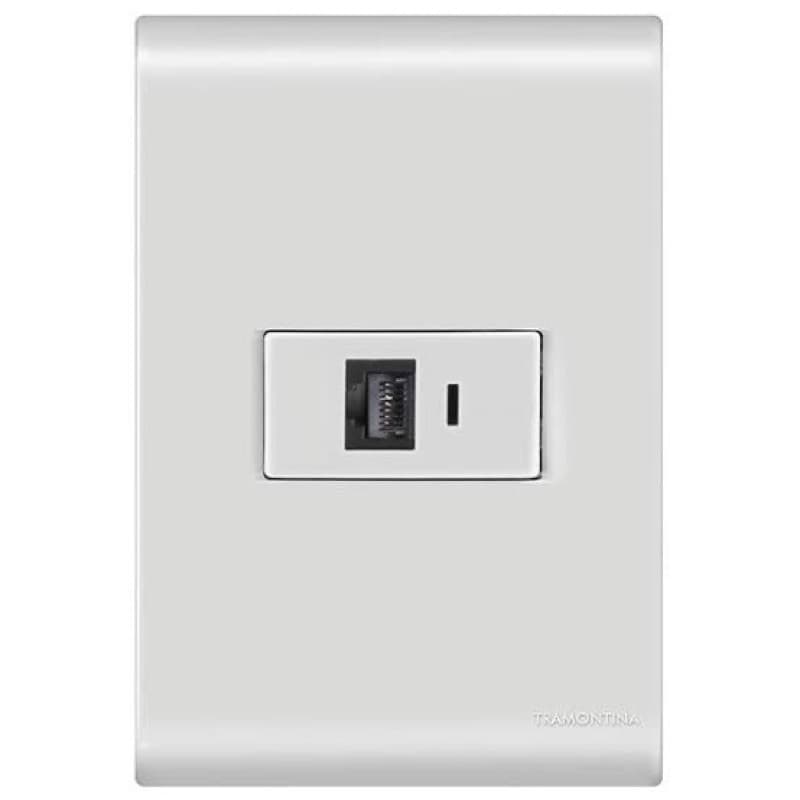 conjunto  placa 4x2 c/ 1 modulo conector Keystone  RJ45 cat6 linha liz tramontina ( tomada de rede embutir ) R7