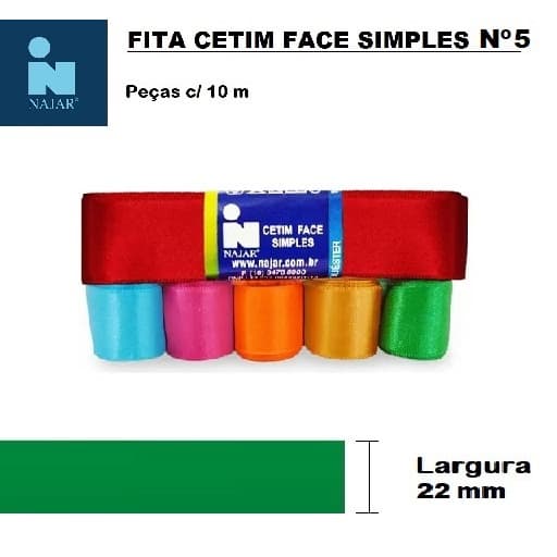Fita Cetim Najar Nº5 * Pç c/10m X 22mm