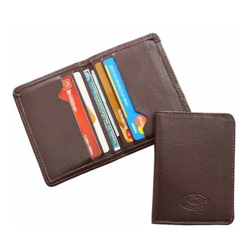 Porta Cartão, Carteira Pequena Mini Carteira Slim Masculina em Couro Legítimo, Cor Marrom