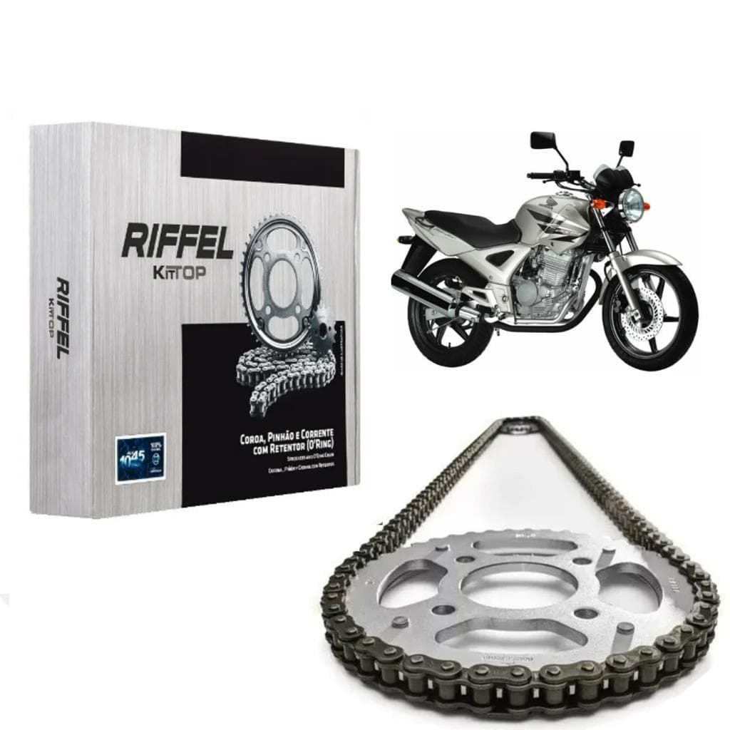 Kit Relação Tração Transmissão CBX 250 Twister 2001 à 2008 Original Riffel com retentor