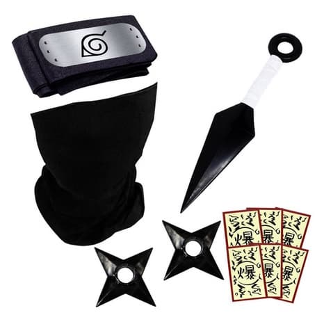 Kunais E Shurikens Com Balaclava Hokage 2 Shuriken Kit Novo