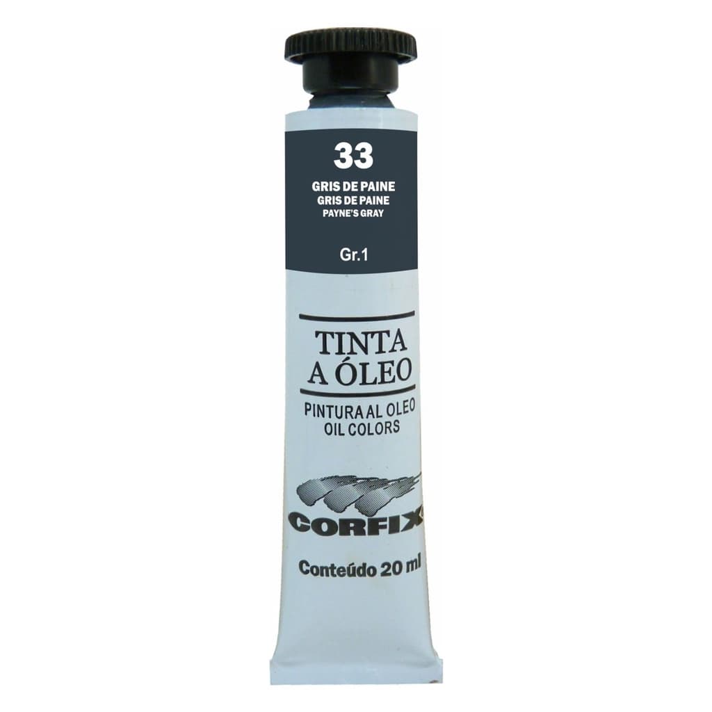 Tinta à Óleo para pintura em tela Corfix Bisnaga 20ml G1 - 33 Gris de Payne