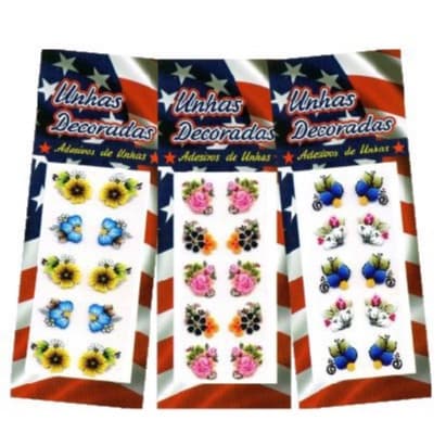 100 Adesivos de Unha 3D  U.S.A Atacado Peliculas Unhas Bonitas KAS-10