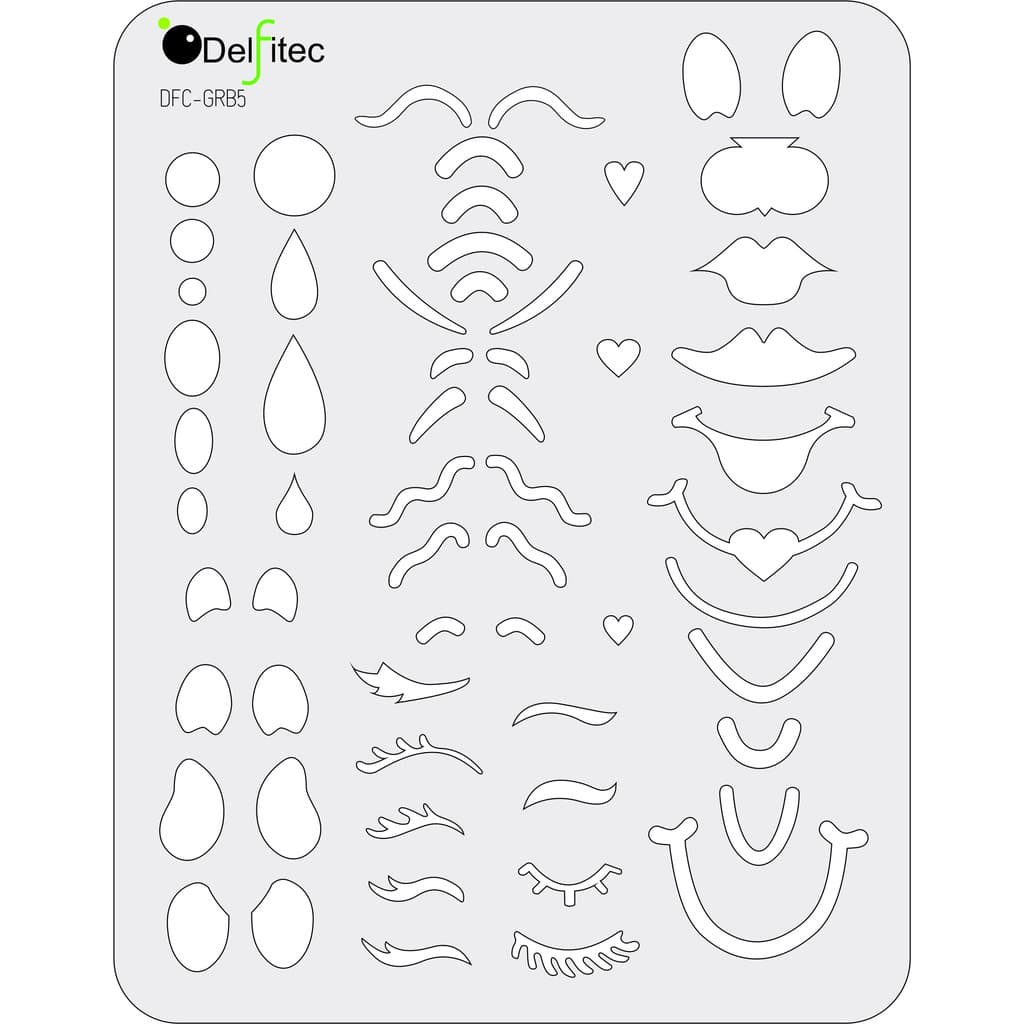 Gabarito Stencil Para Criação de Olhos Bocas Sobrancelhas Cilios de Bonecas Formas Modelos Diversos