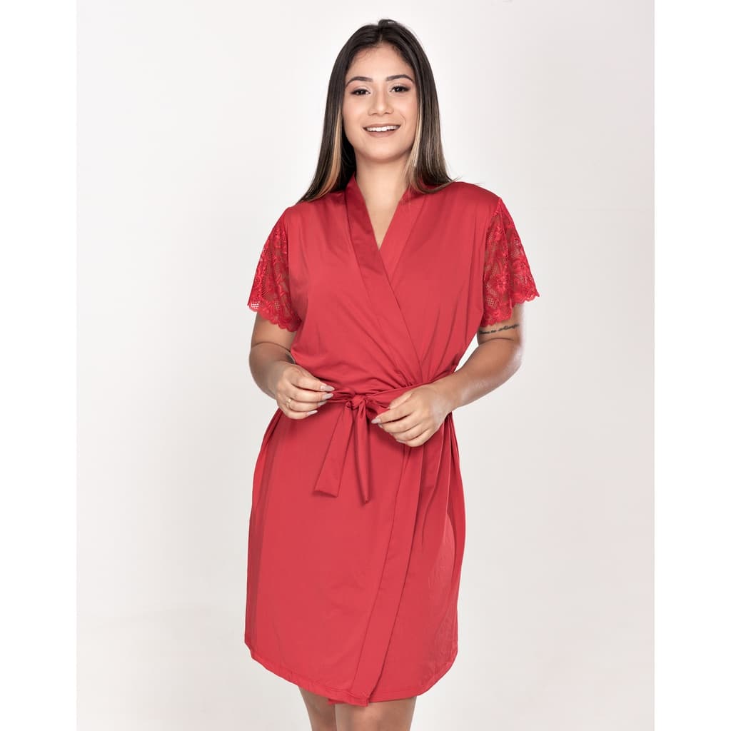 Robe renda manga curta hobbe manga renda