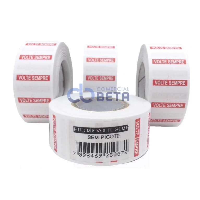 10 rolos ETIQUETA MX 5500 M-14 escrito ""VOLTE SEMPRE '' ( modelo que tem furinho )
