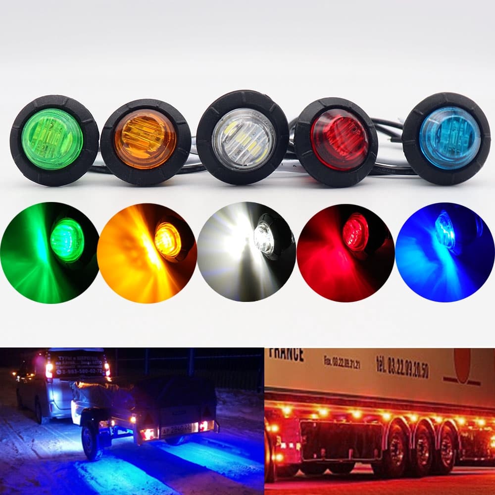 1 Par 12 V/24 3LED 3/4 " Rodada Side Marcador Luzes/Turn Signal Lamp/Amarelo Branco Vermelho Azul fit Para O Caminhão Jeep Reboque