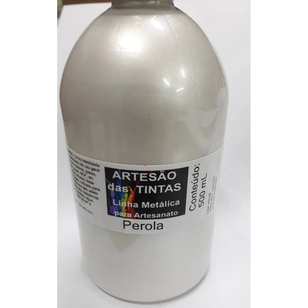 Tinta Perola Branca Metálica para Artesanato - 500ml