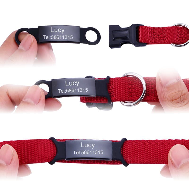 Etiquetas De Identificação De Animais De Estimação Em Aço Inoxidável Personalizadas Para Cães Pequenos Gatos Gravados Sob Medida Placa Sem Ruído Acessórios Coleira De