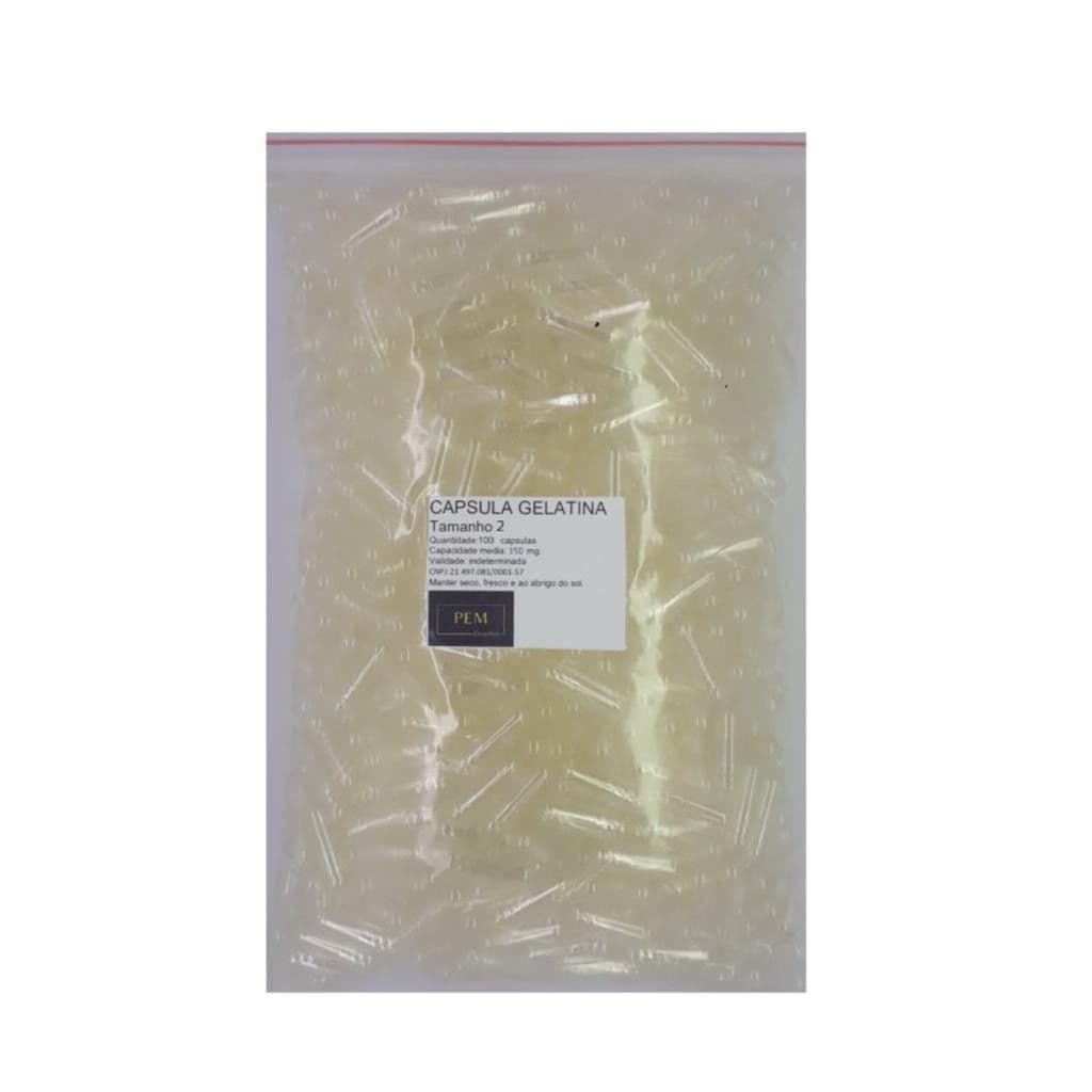 100 Cápsulas Cães e Gatos Gelatina Incolor Vazia N°2