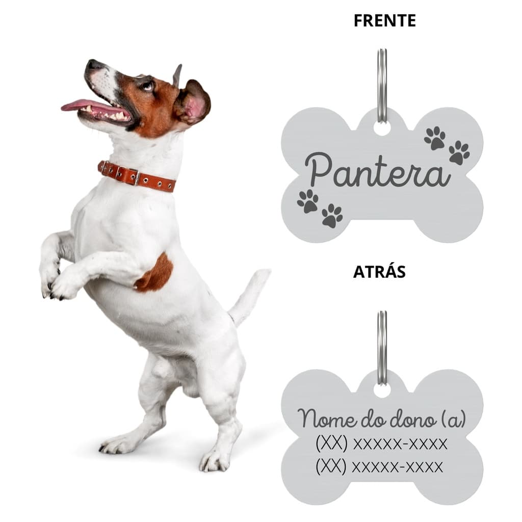 Plaquinha de identificação Pet Placa Pingente Personalizada para Cachorro