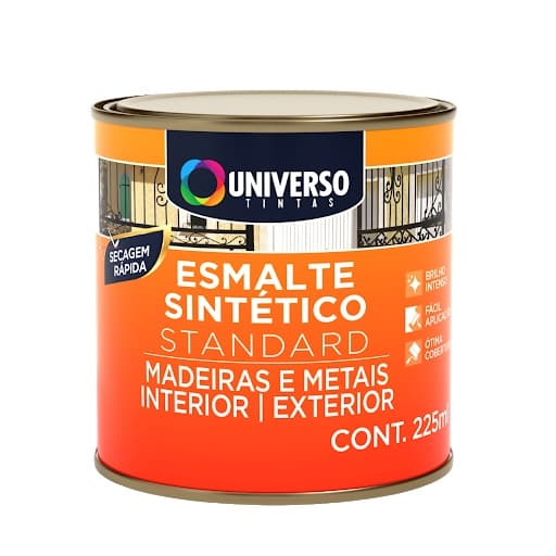 Tinta Esmalte Sintético Para Ferro Madeira e Metais 1/16 225ml Brilhante - Universo Diversas Cores