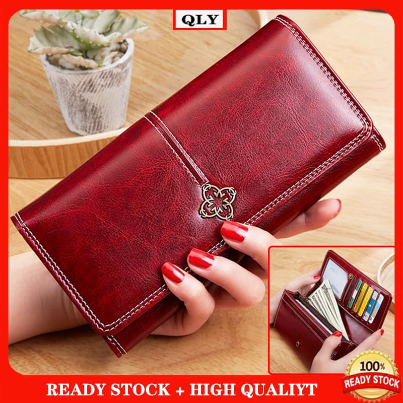 ♝ Estoque Pronto Carteira De Cera A Óleo Couro Mulheres