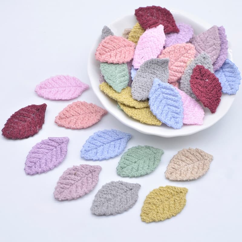 100Pcs 18*27mm Lã Folha Flower Appliques para acessórios DIY