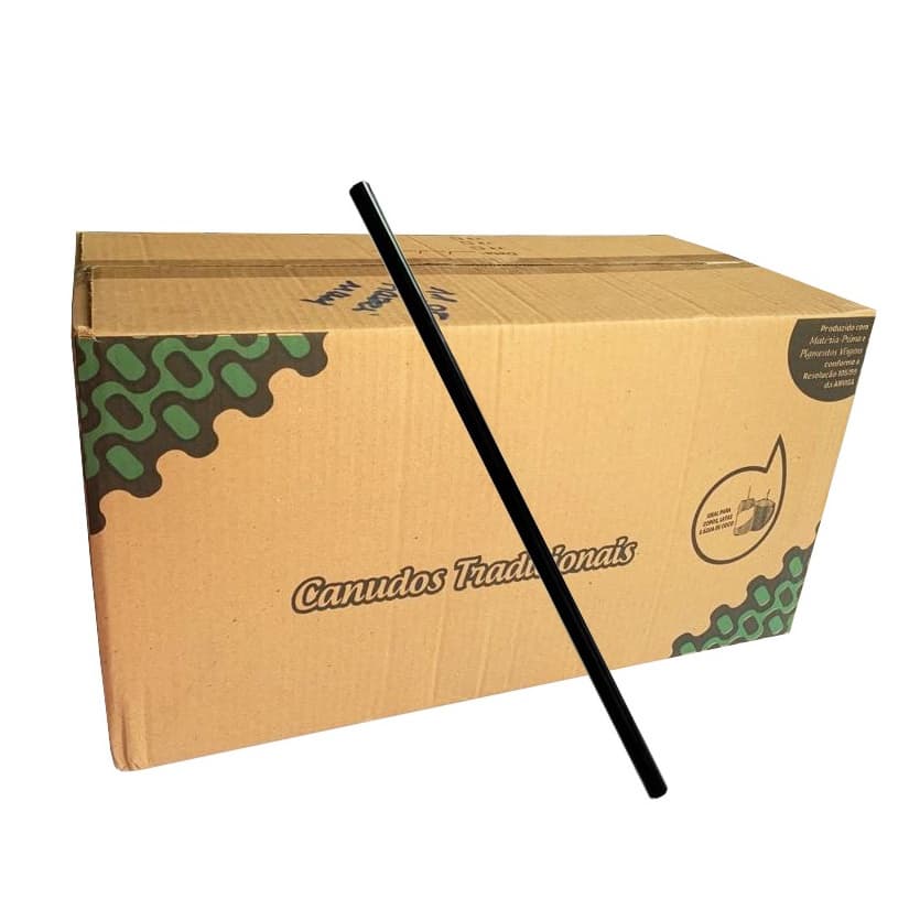 Canudo Preto De Plástico Para Drink Grande 21cm (1cx) C/3000