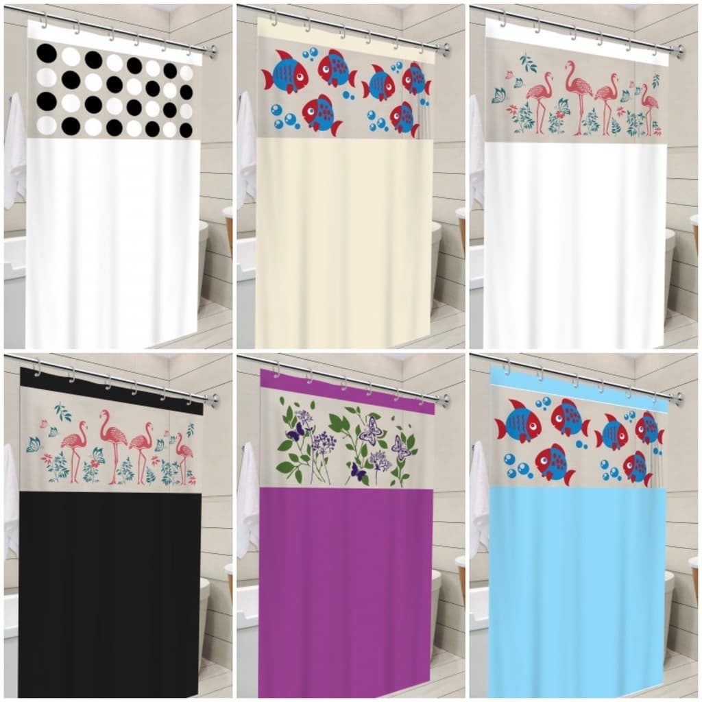 Cortina de Box Banheiro Diversos Modelos c/ gancho - Ilhós 1,38 x 1,98m Pvc