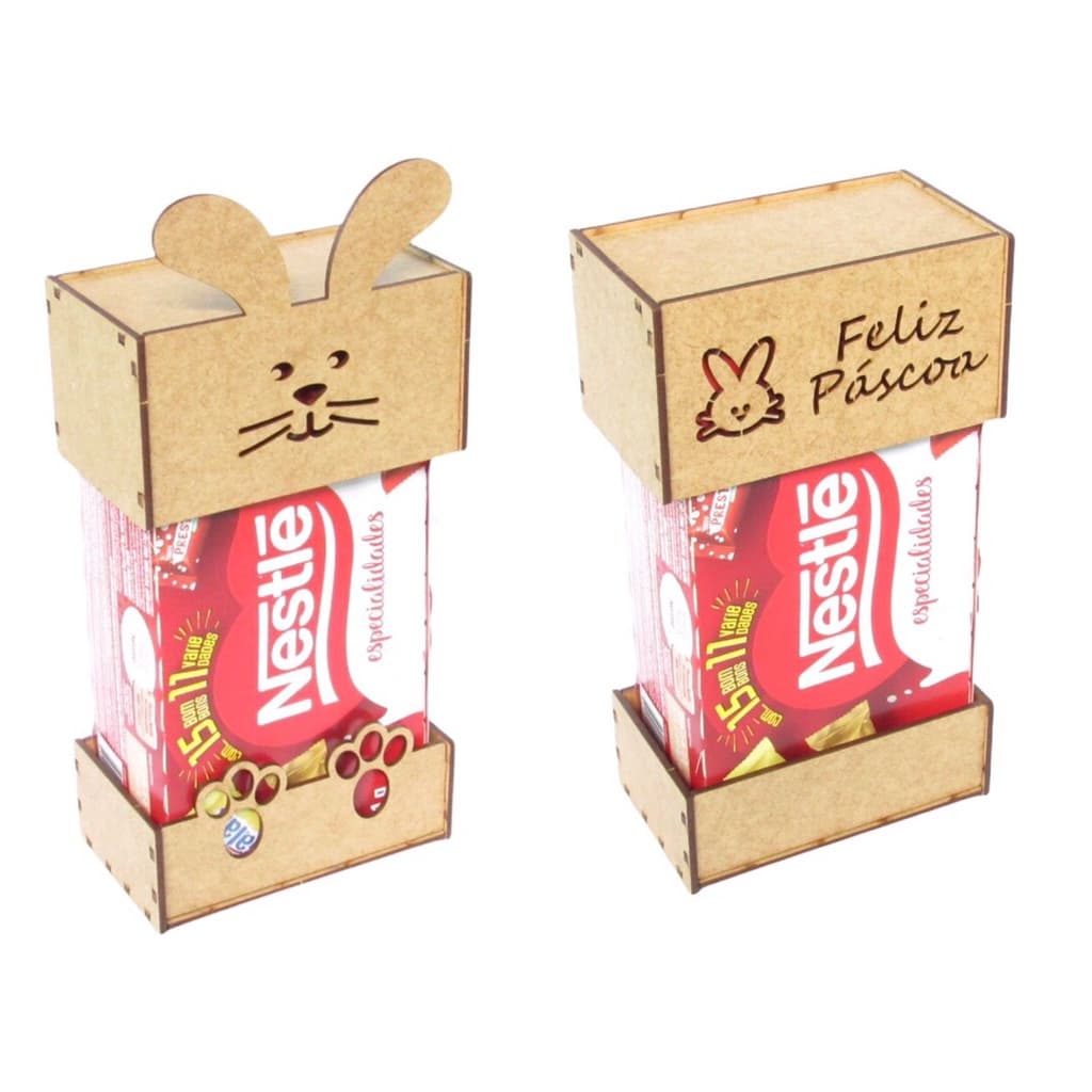 Porta Caixa de bombom coelhinho mdf CRU Pascoa infantil unitário Feliz Páscoa UNITÁRIO