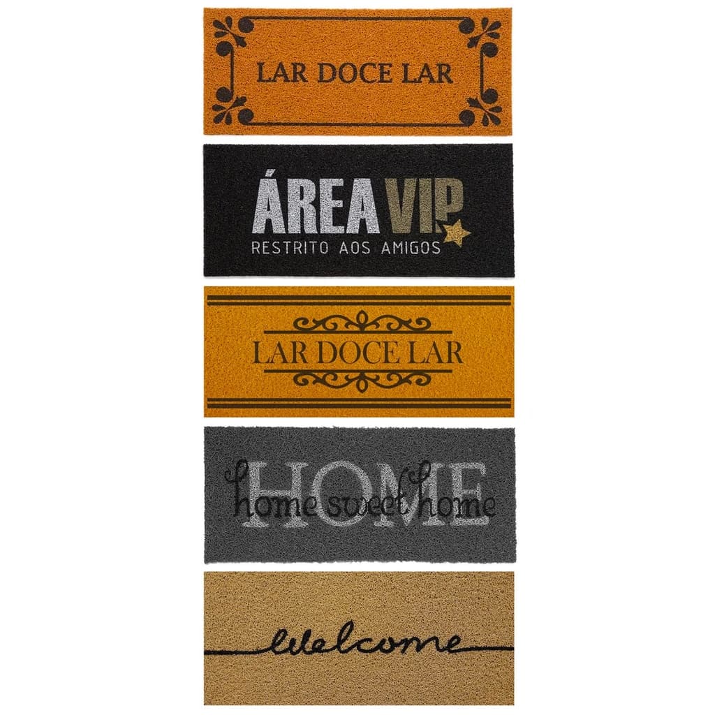 Tapete Porta Entrada Casa Capacho Vinil Long 30cm x 70cm Lar Doce Lar Welcome Area Vip Kapazi