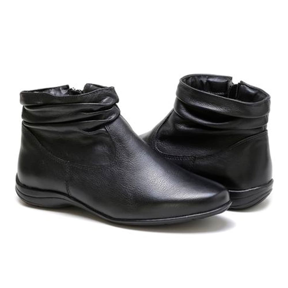 Bota Feminina Couro Legítimo Sb Shoes Cano Curto Solado Baixo Confortável Prática Versátil Ref. 250
