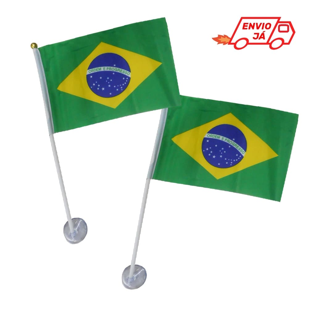 Kit Bandeira Do Brasil Com Ventosa 20x14cm - 2 peças