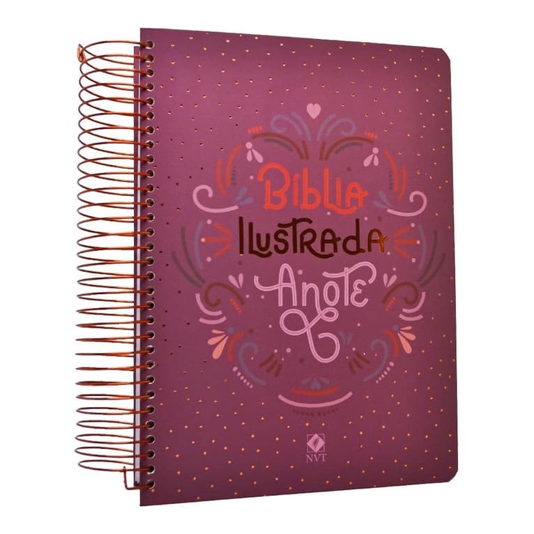 Bíblia Anote ilustrada Feminina NVT Premium Rosa Brilhante