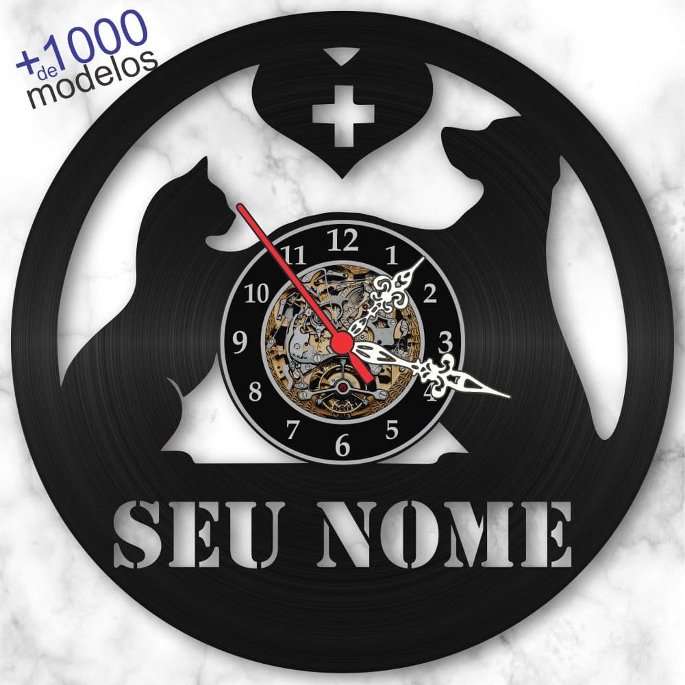 Relógio Personalizado Animais Estimação Veterinária Vinil Lp