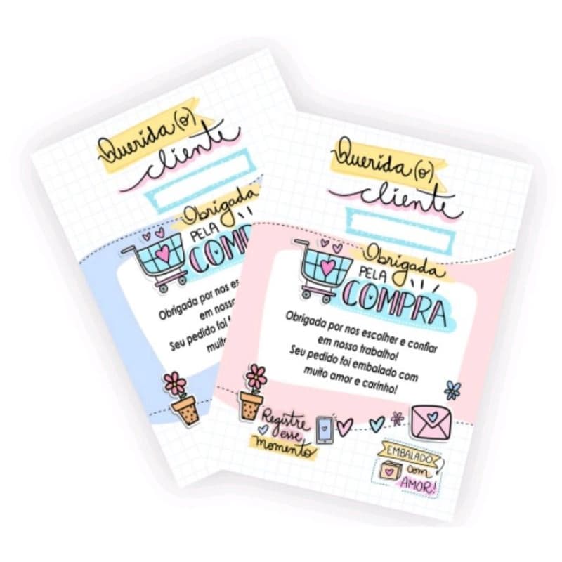 cartão Agradecimento tag 100 unidades