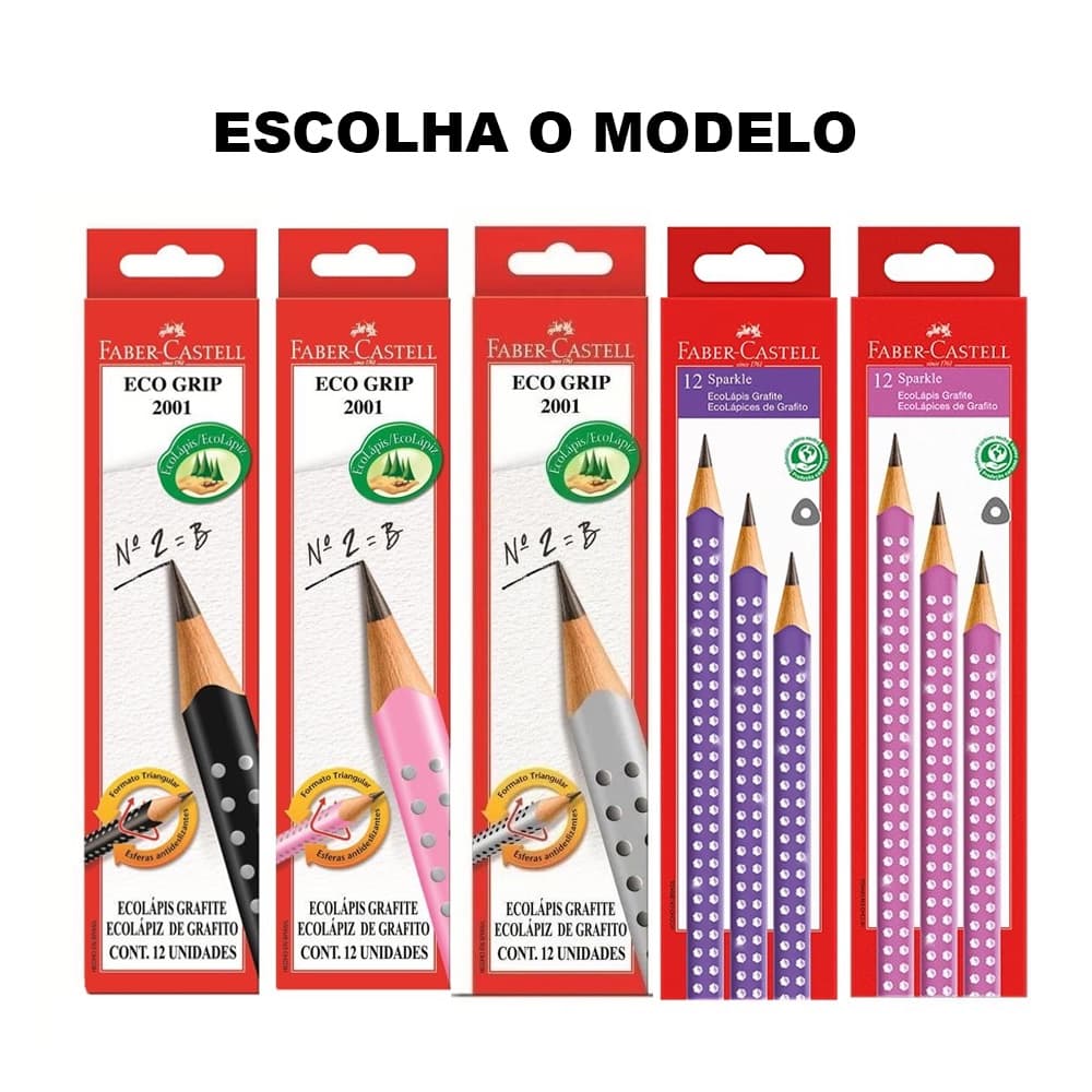 Lápis Grafite Grip Triangular caixa com 12 unidades N.2=B - Faber-Castell (Escolha 0 Modelo)