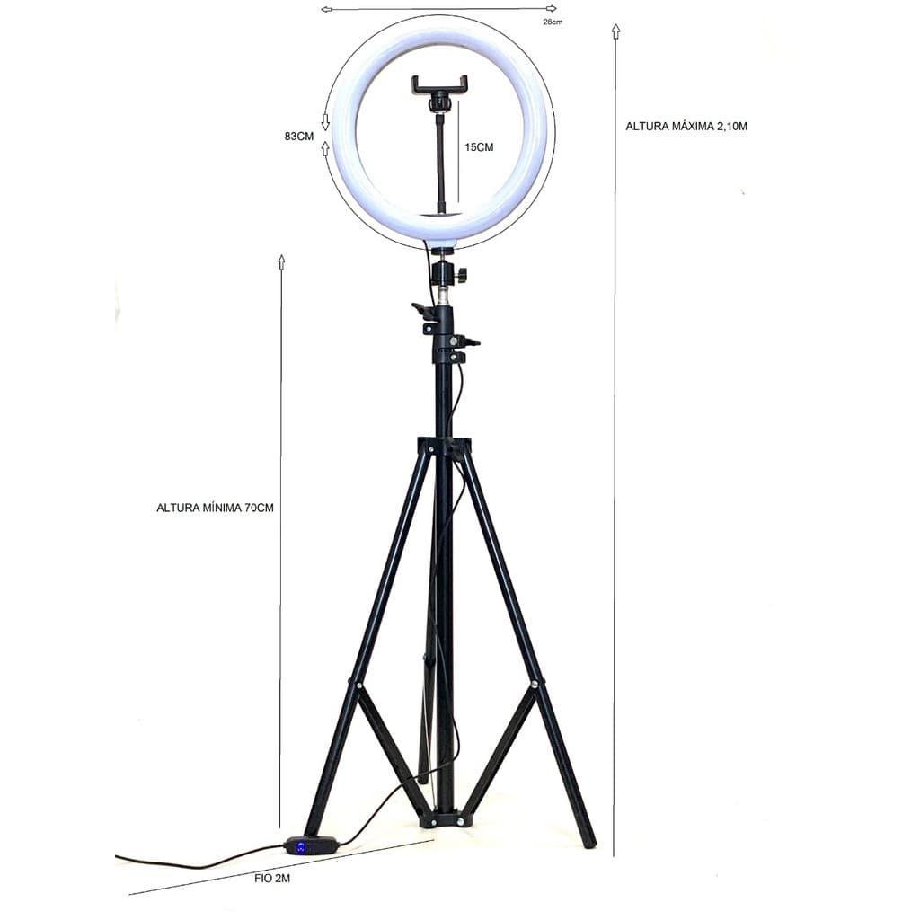 ring light grande 83 cm de led com tripe para celular com suporte