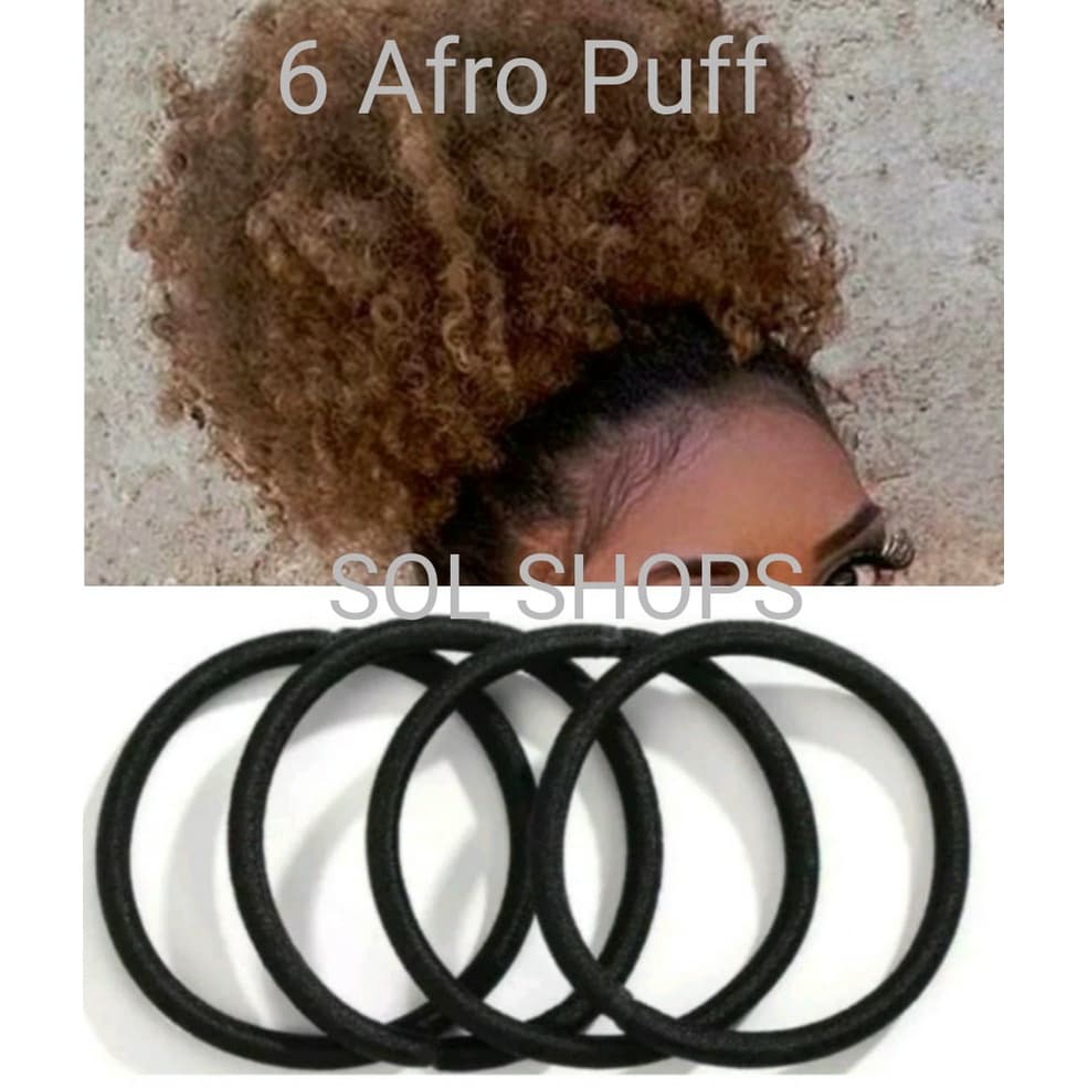 Kit 6 Elásticos Para Penteado Afro Puff  Black Unisex Elásticos Preto Grande Esporte Moda Penteado Afro